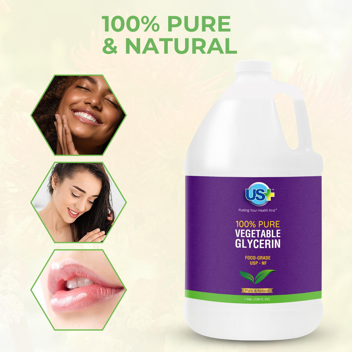 Glycérine Végétale US+ 100% Pure 3,78 L vue de côté