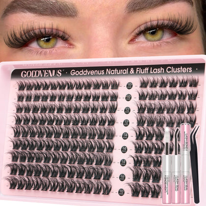Goddvenus Kit de Cils à Clusters D Curl 162pcs vue avant