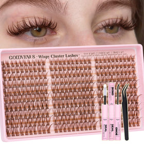 Goddvenus Kit de Cils en Écussons Marron 300Pcs vue de face
