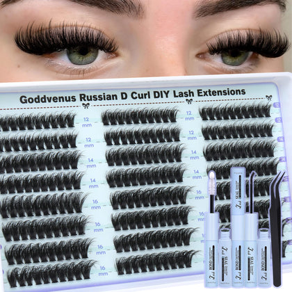 Goddvenus Kit de Clusters de Cils avec cils de 12mm, 14mm et 16mm