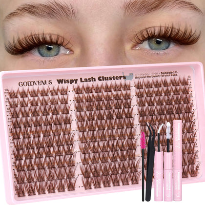 Goddvenus kit de clusters de cils bruns avec 180 pièces