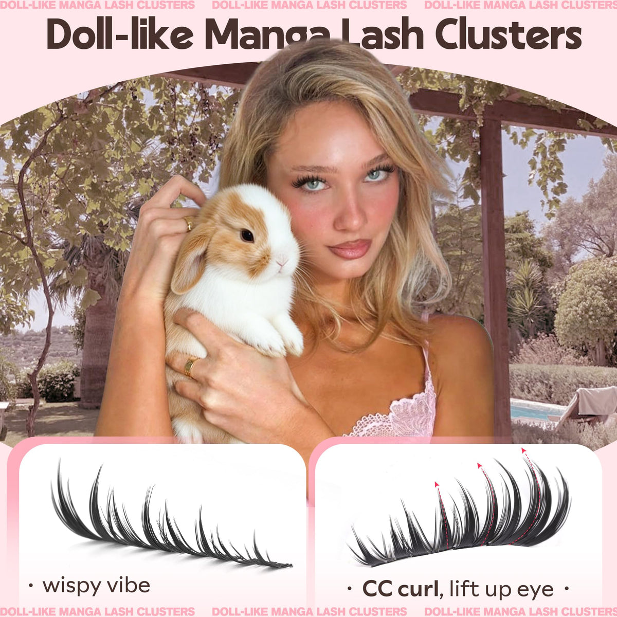 Goddvenus présentation des cils Manga Bunny avec un fond neutre