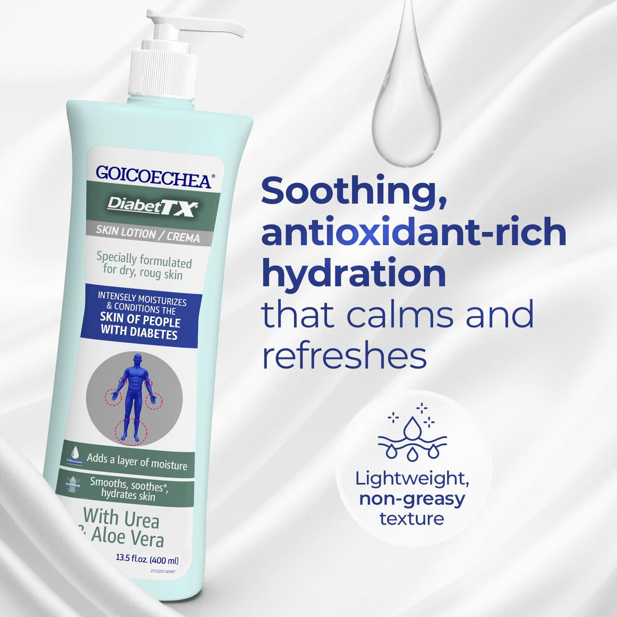 Goicoechea Lotion Diabétique TX Urea sur un plan de travail