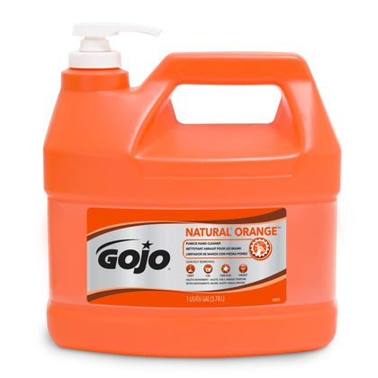 GOJO Nettoyant Mains Ponceau Orange 1 Gal vue avant avec pompe