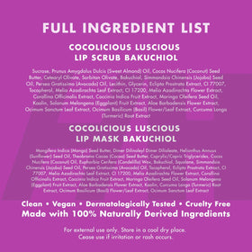 Gommage à lèvres vegan et cruelty-free présenté avec un fond esthétique