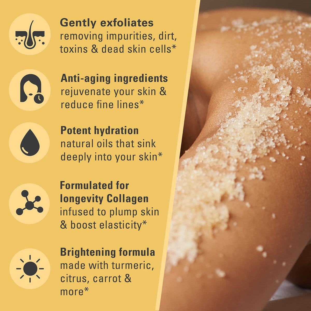 Gommage au curcuma M3 Naturals application sur la peau