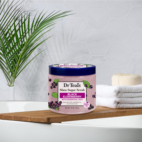 Gommage Dr Teal's dans un environnement de salle de bain
