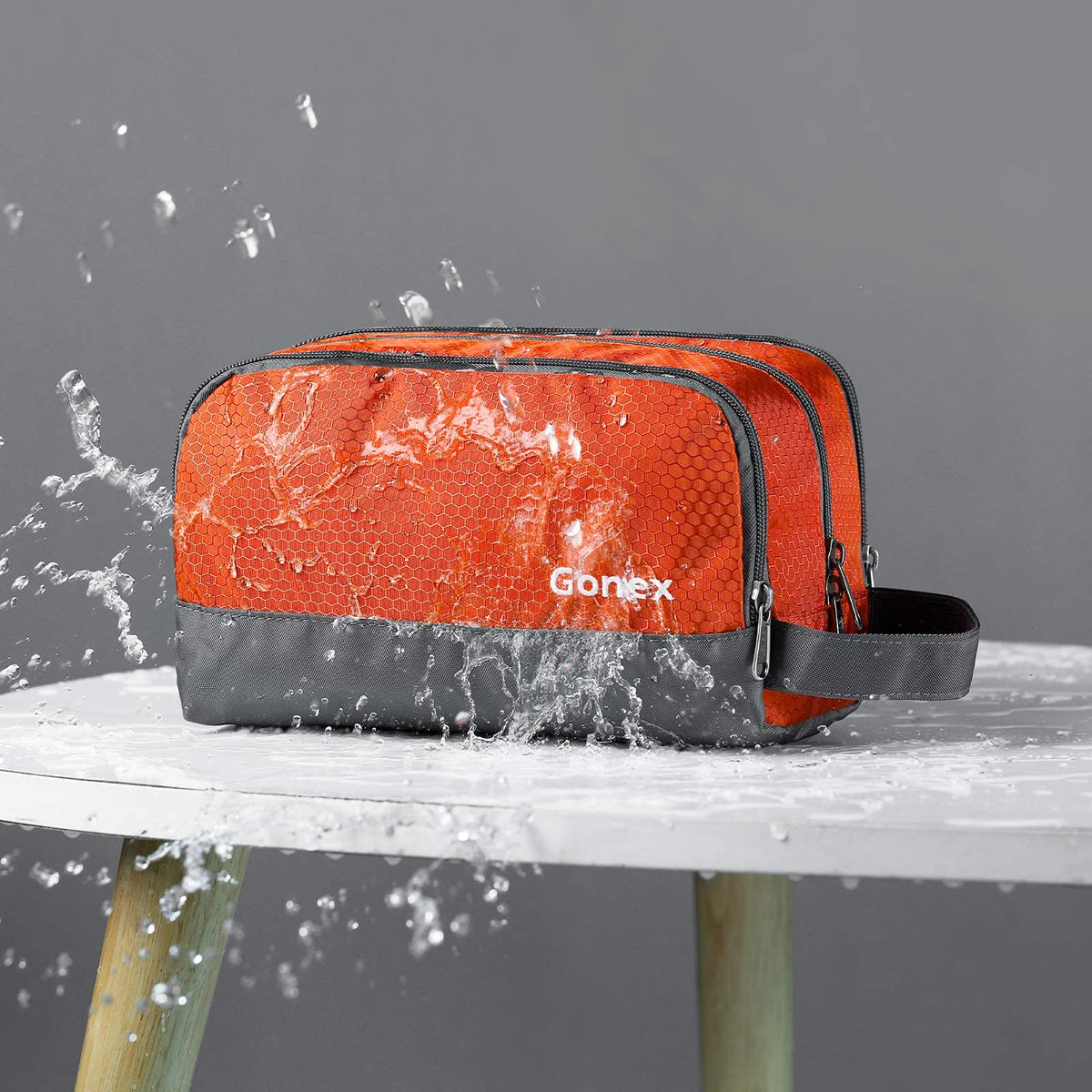 Gonex trousse de toilette avec compartiments organisés, vue ouverte