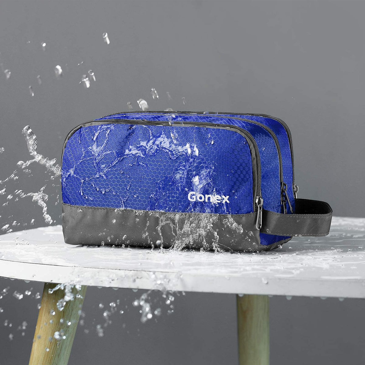 Gonex trousse de toilette ouverte montrant les compartiments organisés