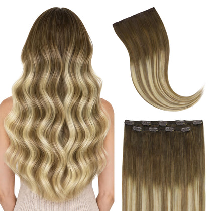 GOO GOO extensions capillaires clip-in couleur balayage marron et blond