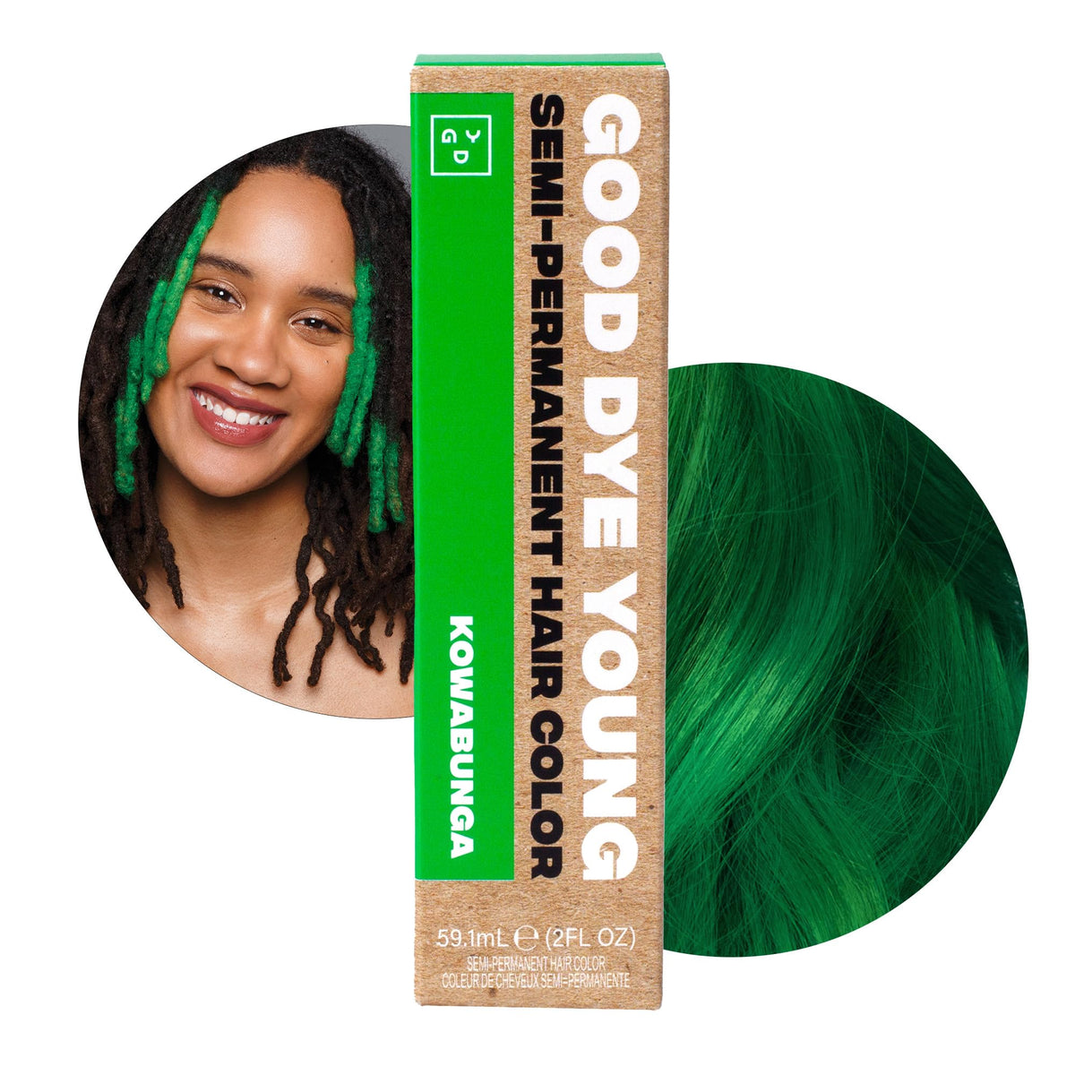 Good Dye Young Kowabunga coloration capillaire verte 82g vue de face