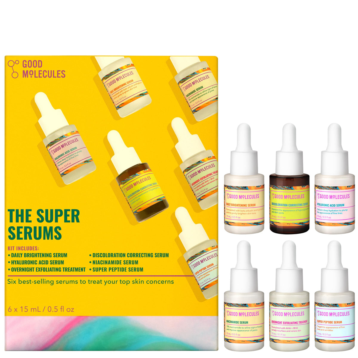 Good Molecules Set Découverte de 6 Sérums Miniatures 15ml en boîte cadeau