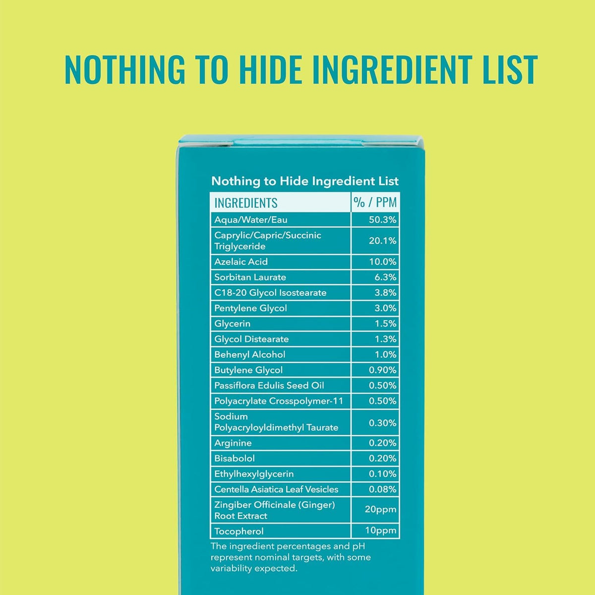Good Molecules Traitement à l'Acide Azélaïque 10% 30 ml, étiquette détaillant les ingrédients
