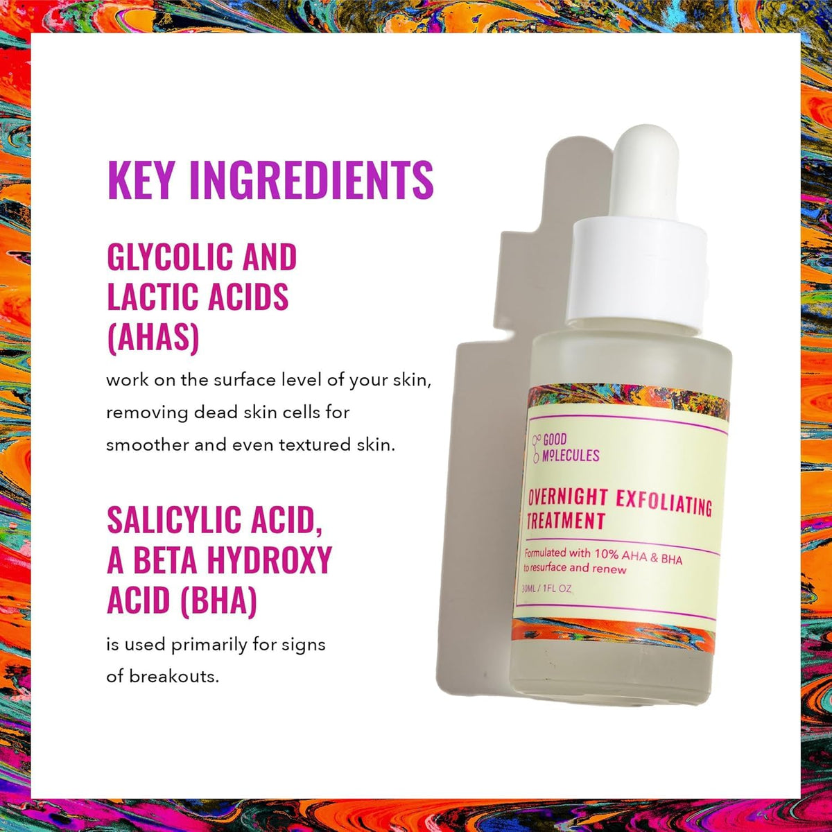 Good Molecules Traitement Exfoliant de Nuit sur surface de salle de bain