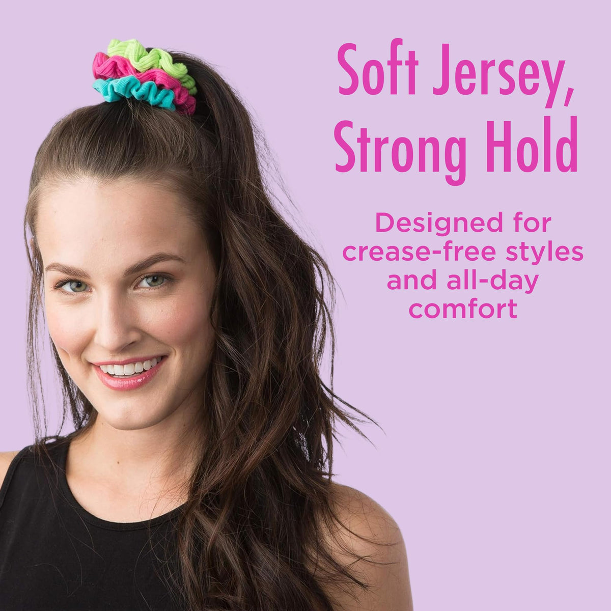 Goody Ouchless Jersey Scrunchies enroulés autour d'une queue de cheval