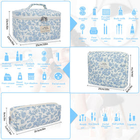 Gosect trousse de maquillage florale grande taille avec contenu