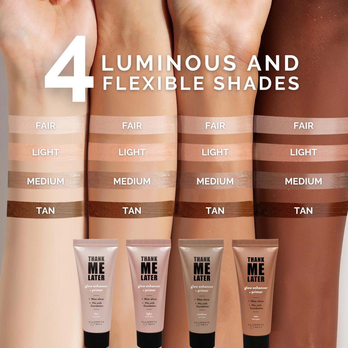 Gouttes de Glow support mélangées à du fond de teint