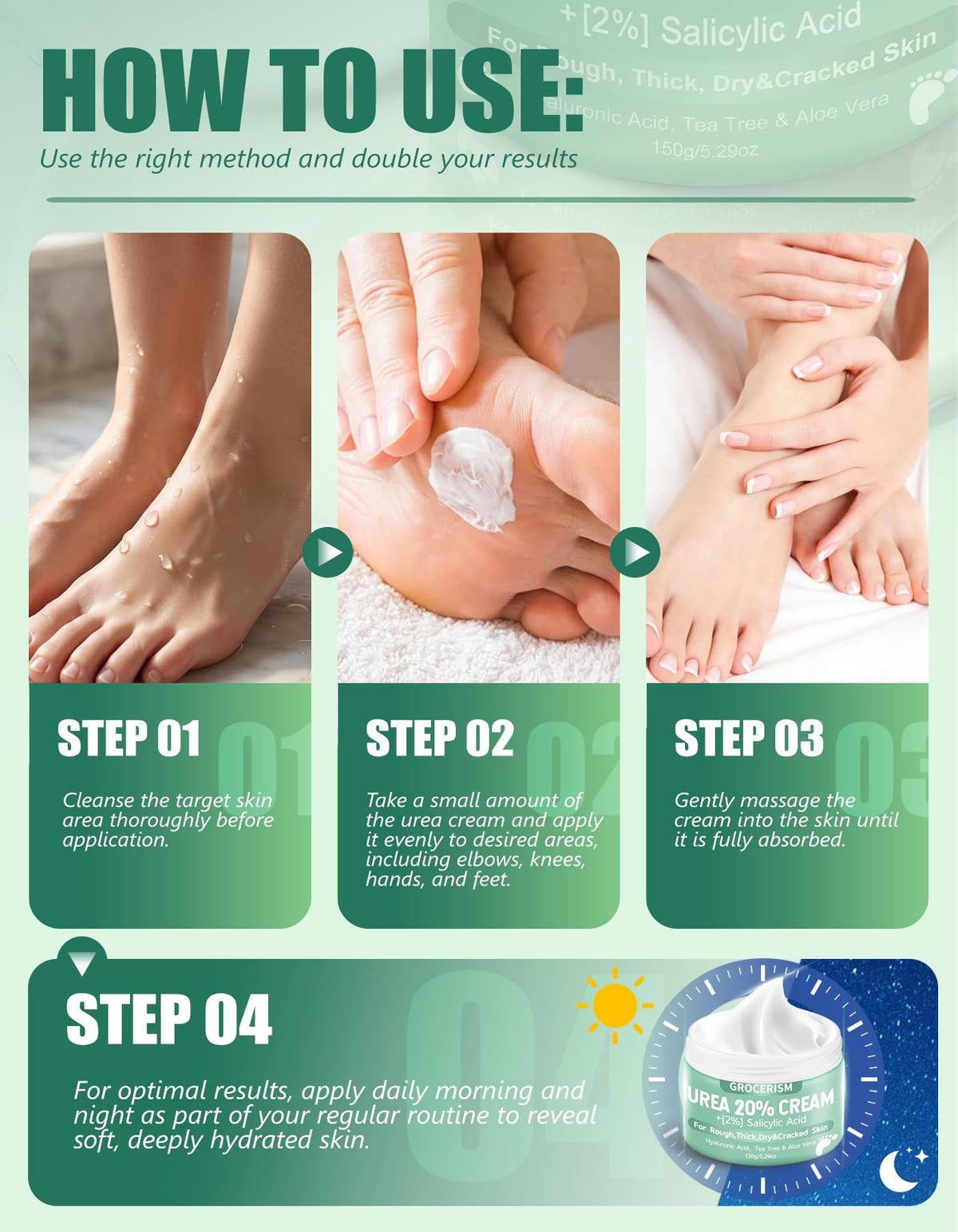 Grocerism Crème pour Pieds 20% Urée 540g application douce