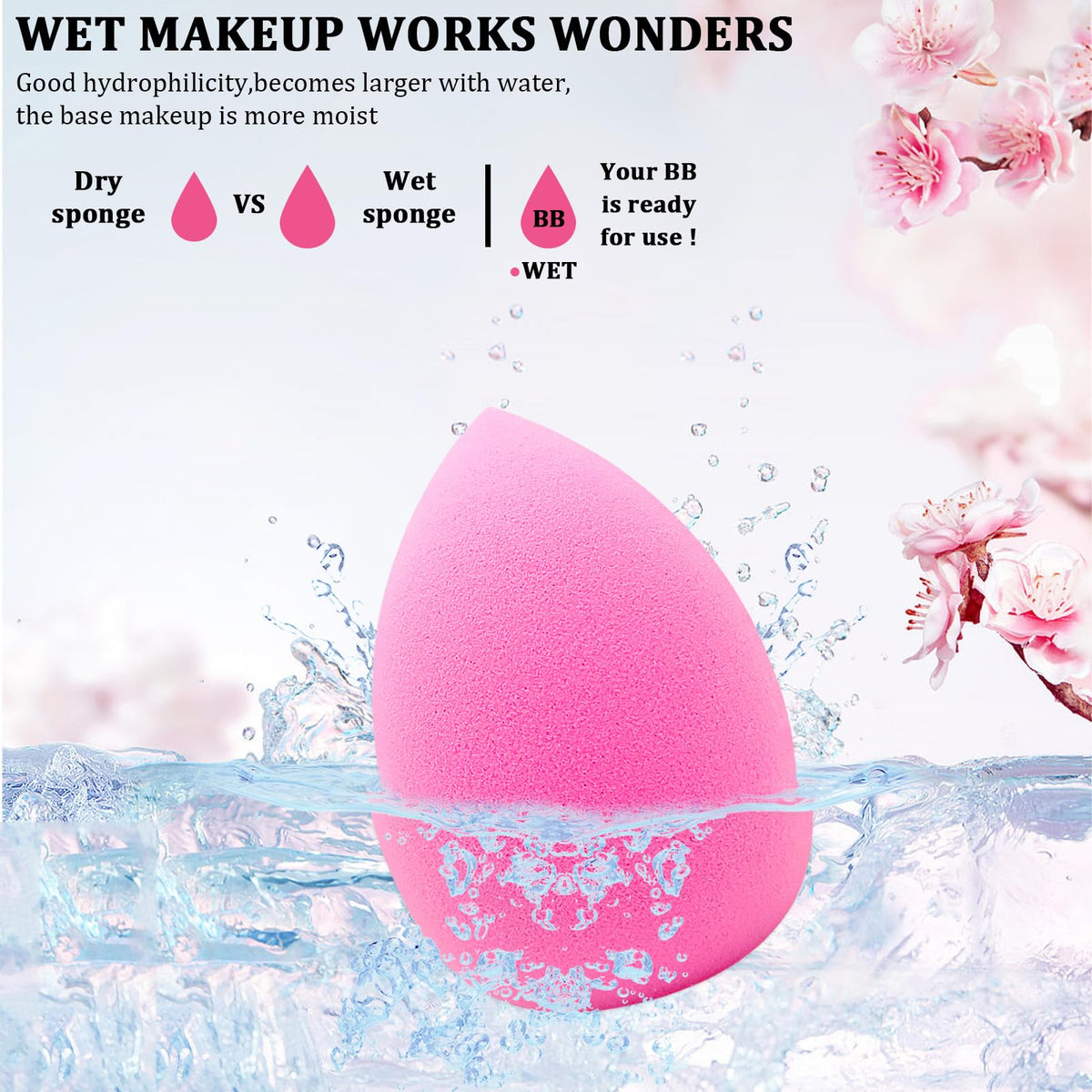 Gros plan sur l'éponge de maquillage Scartink, humidifiée pour application