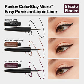 Gros plan sur l'eyeliner liquide REVLON But First, Wine avec un tracé précis