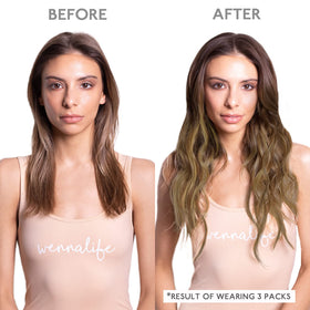 Gros plan sur la texture des cheveux des extensions Wennalife