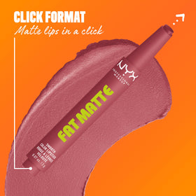 Gros plan sur la texture du rouge à lèvres NYX Fat Matte