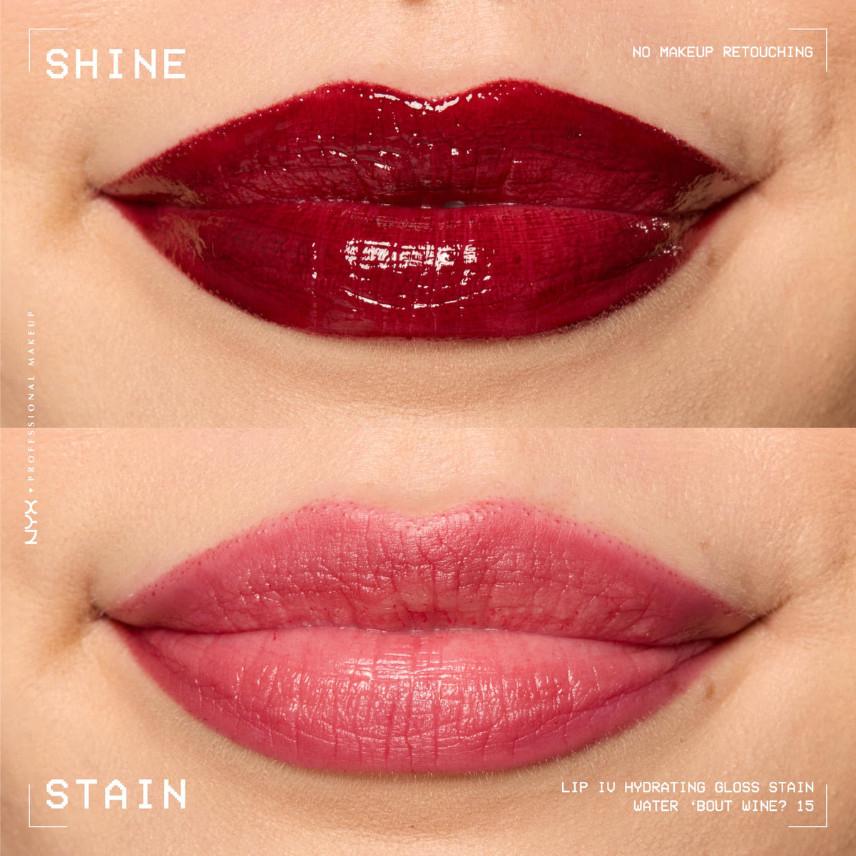 Gros plan sur la texture glossy du Lip IV de NYX