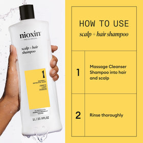 Gros plan sur le flacon d'après-shampooing NIOXIN Système 1