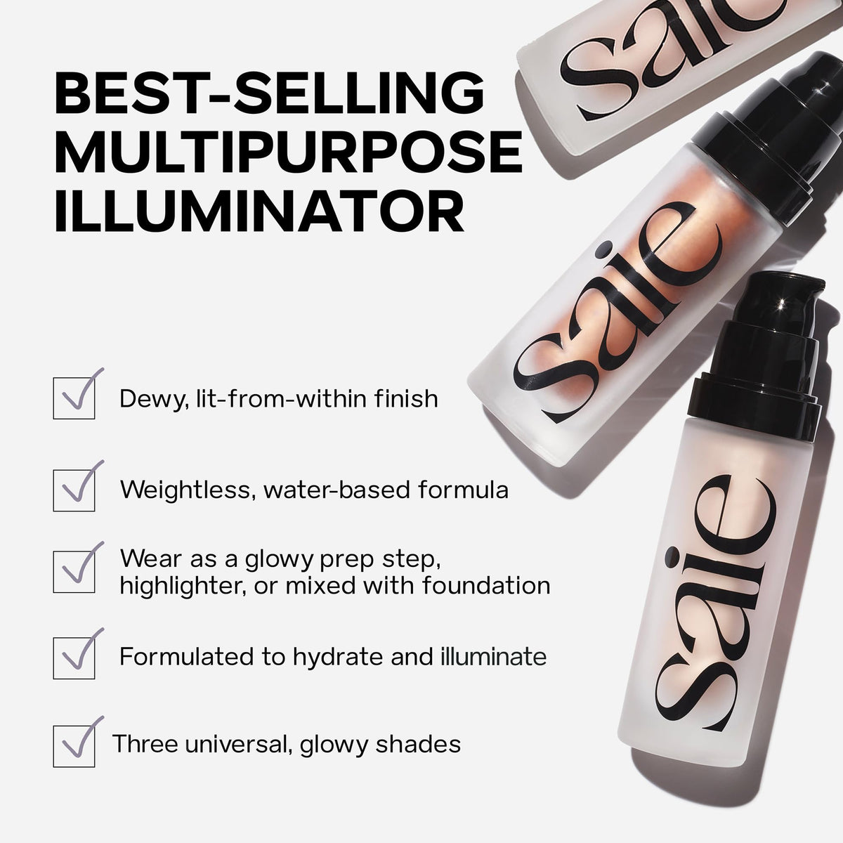 Gros plan sur le flacon du Saie Mini Glowy Super Gel