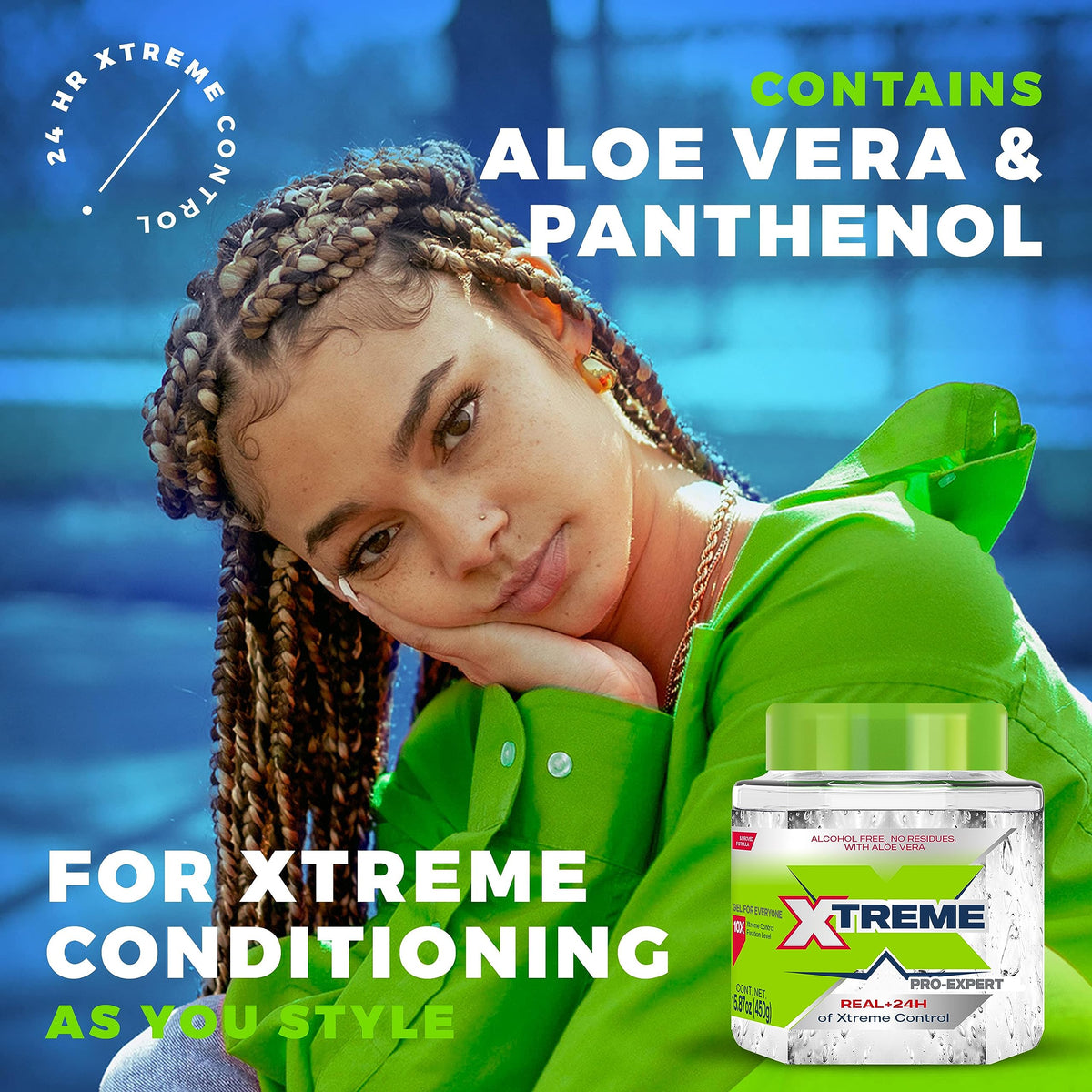 Gros plan sur le gel coiffant Xtreme dans un pot 450g