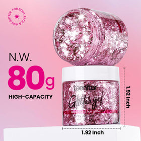 Gros plan sur le gel de paillettes roses avec texture brillante