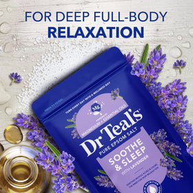 Gros plan sur le sel de bain Dr Teal's à la lavande