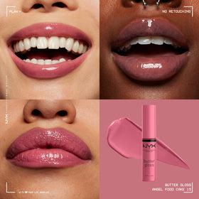 Gros plan sur le tube de NYX Butter Gloss Angel Food Cake
