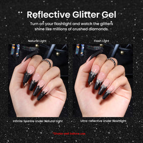 Gros plan sur le vernis gel pailleté argent beetles