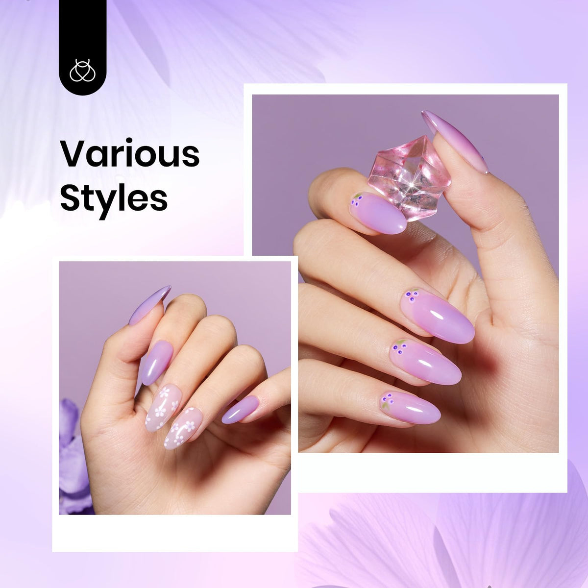 Gros plan sur le vernis gel violet en flacon