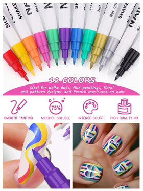Gros plan sur les couleurs des stylos Nail Art Kalolary