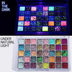 Gros plan sur les paillettes gel Fandamei dans le boîtier