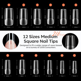 Gros plan sur les tips à ongles carrés en gel avec texture semi-mate