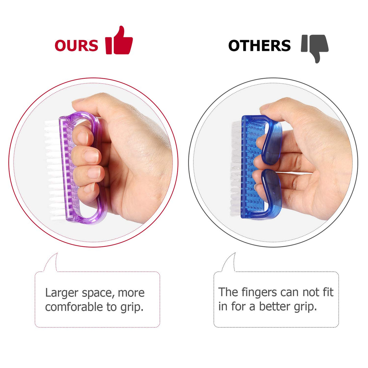 Groupe de brosses à ongles Larbois en différentes couleurs