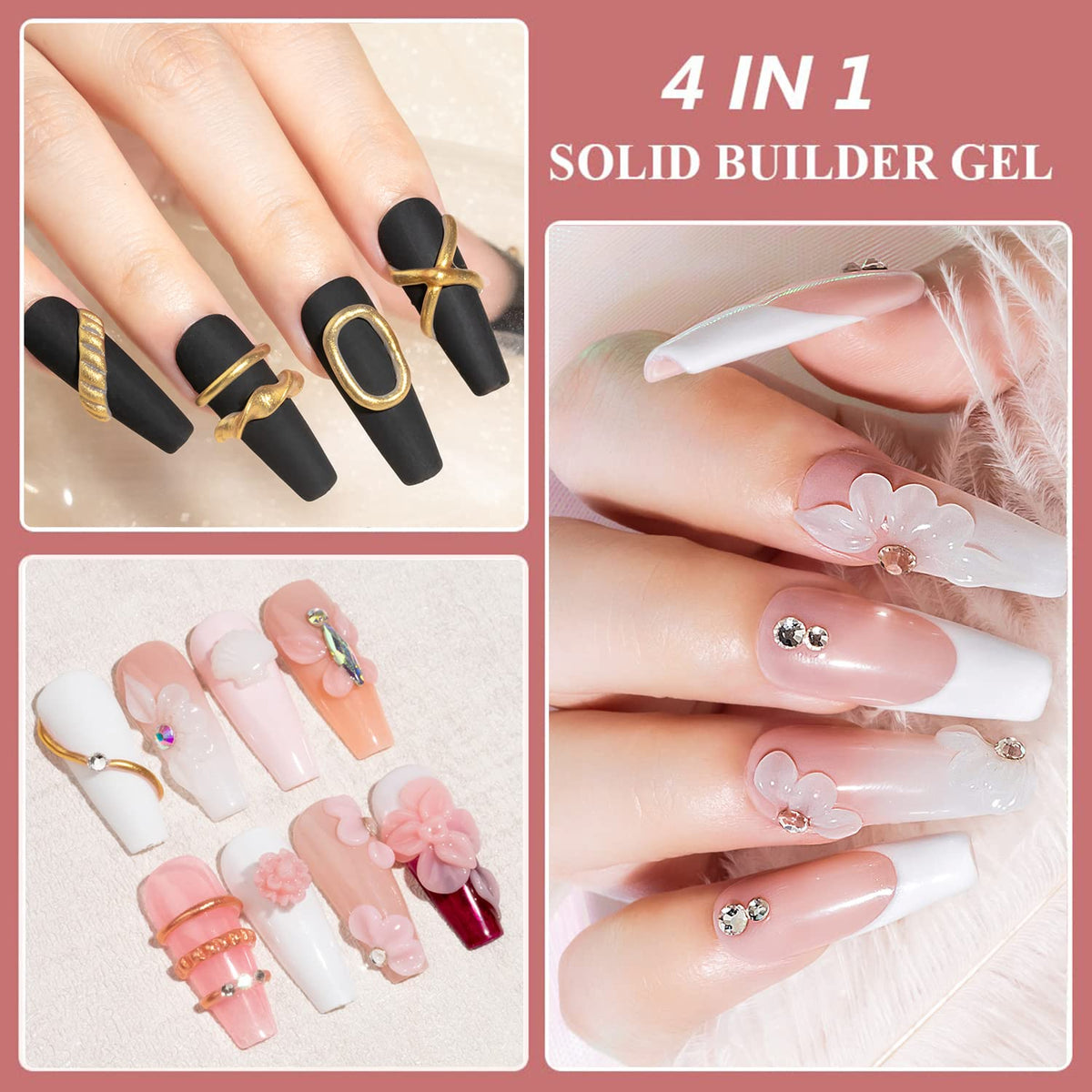 Groupe de pots de gel à ongles MIZHSE 3D avec formes d'ongles
