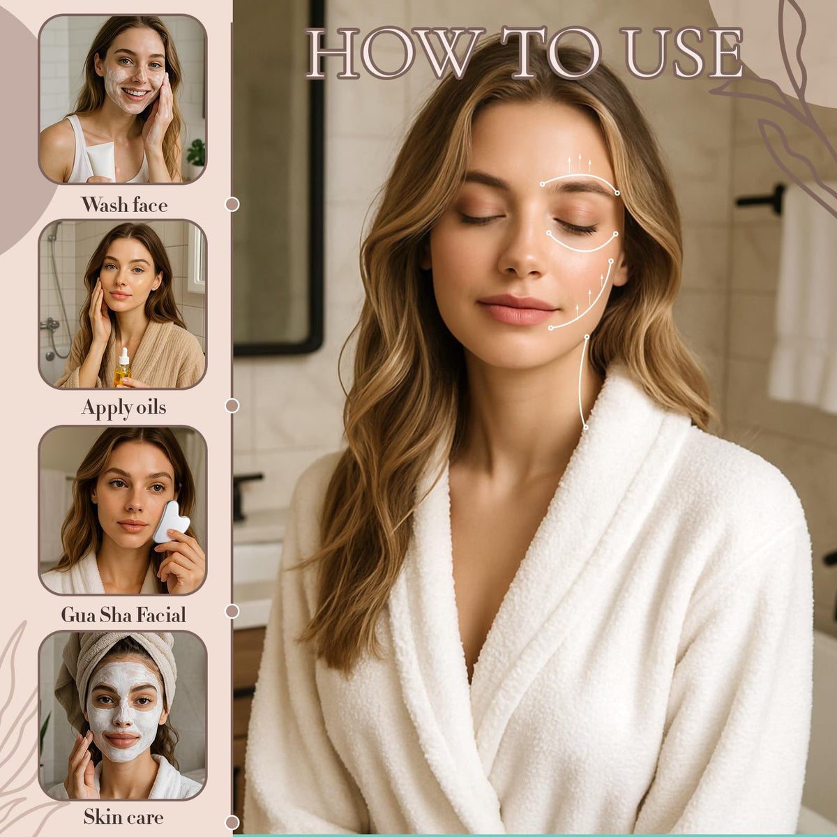 Gua Sha en acier inoxydable Nuanchu en utilisation sur le visage