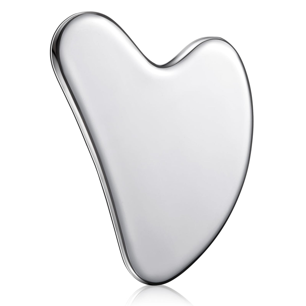 Gua Sha en acier inoxydable Nuanchu vue de face avec finition polie miroir
