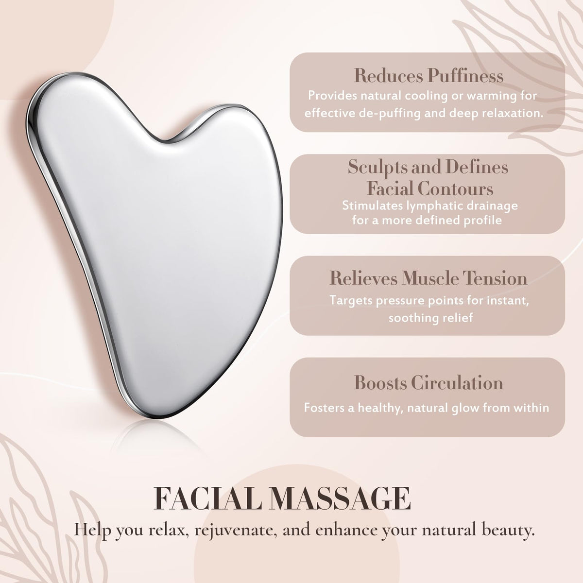 Gua Sha Nuanchu posé sur une table avec des produits de soin de la peau