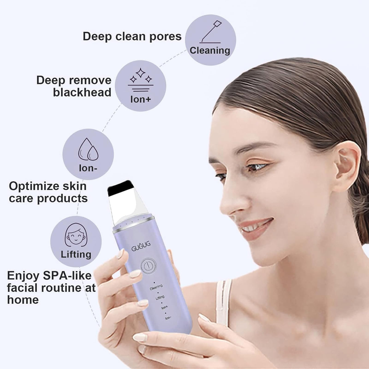 GUGUG spatule de nettoyage de peau violet avec accessoires