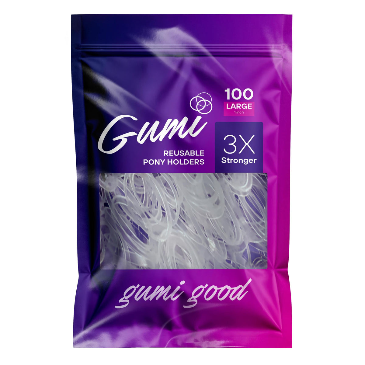 Gumi good élastiques transparents 1 pouce vue de face