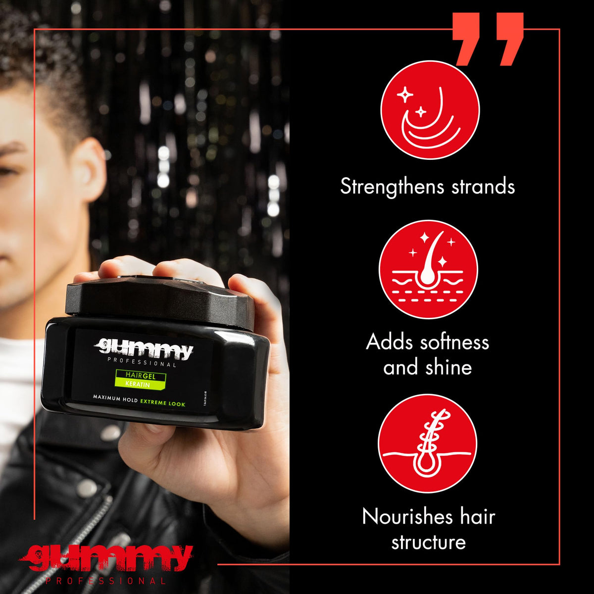 Gummy Gel Coiffant 700 ml application sur cheveux