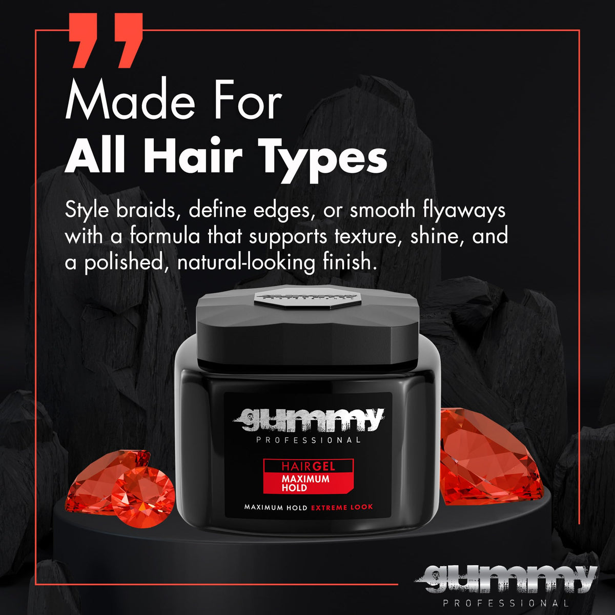Gummy Gel Coiffant Professionnel 700ml sur cheveux lisses