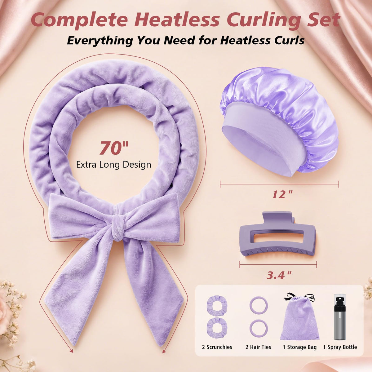 Gwabee kit de curling en velours dans un sac de rangement