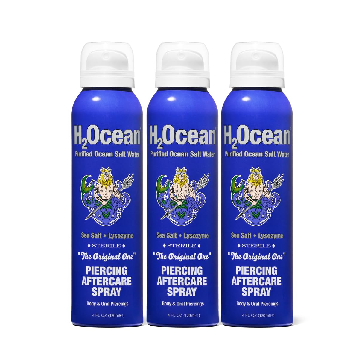 H2Ocean Spray Après-Piercing 4oz, vue avant du flacon