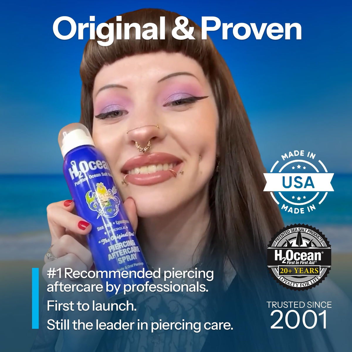 H2Ocean Spray Après-Piercing en situation d'utilisation